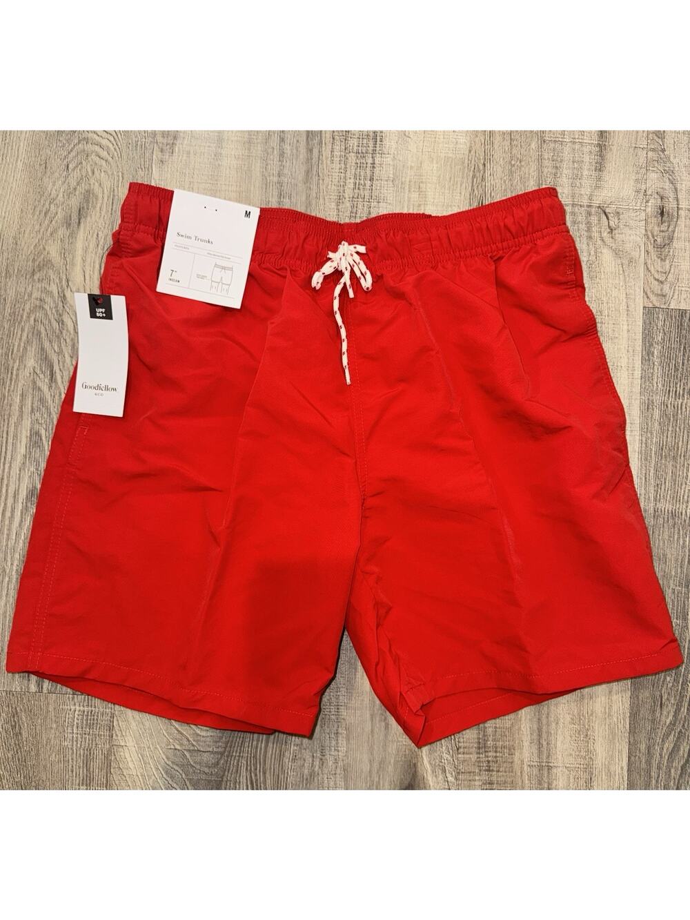 Goodfellow And Co Men’s Medium Red 7” Inseam Swim Trunk Swimsuit